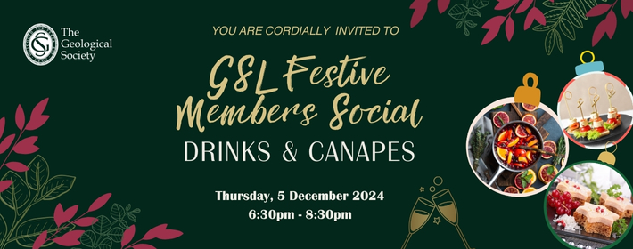 GSL Festive members social with drinks and canapes on 5 december 2024 from 6.30pm to 8.30pm